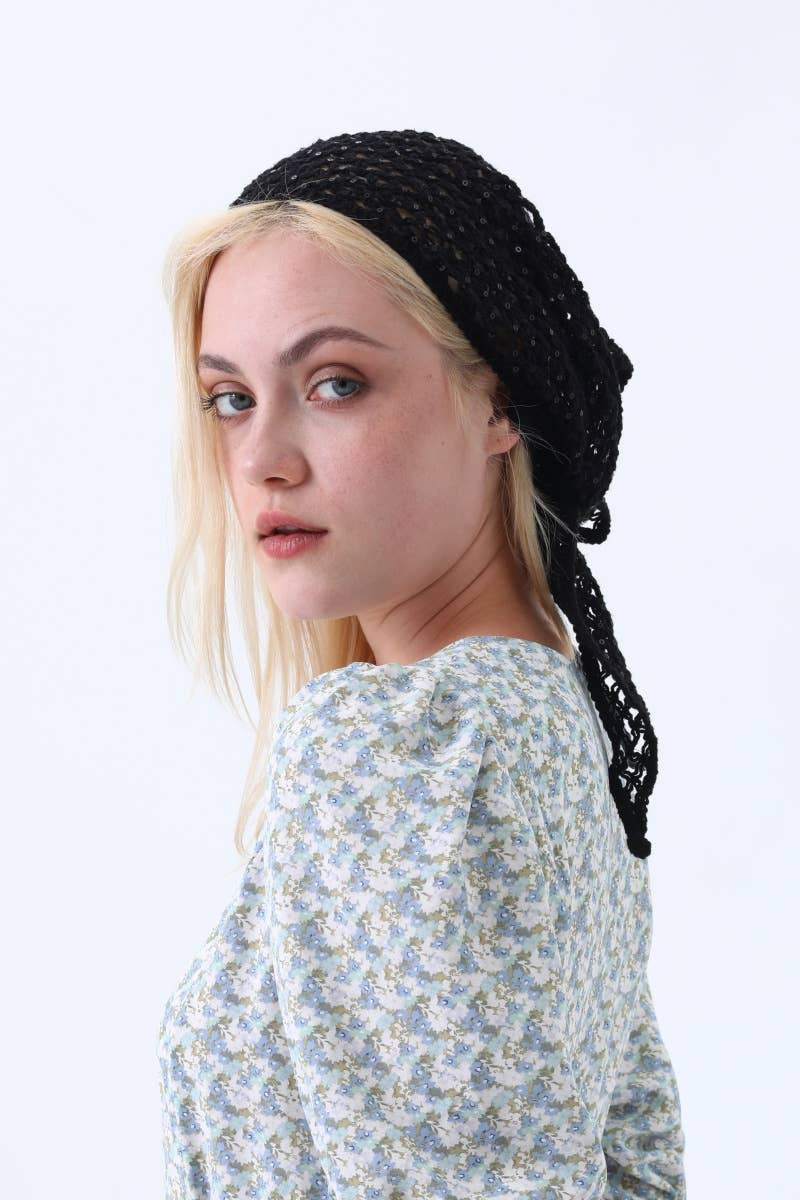 Sequin Knit Crochet Head Wrap