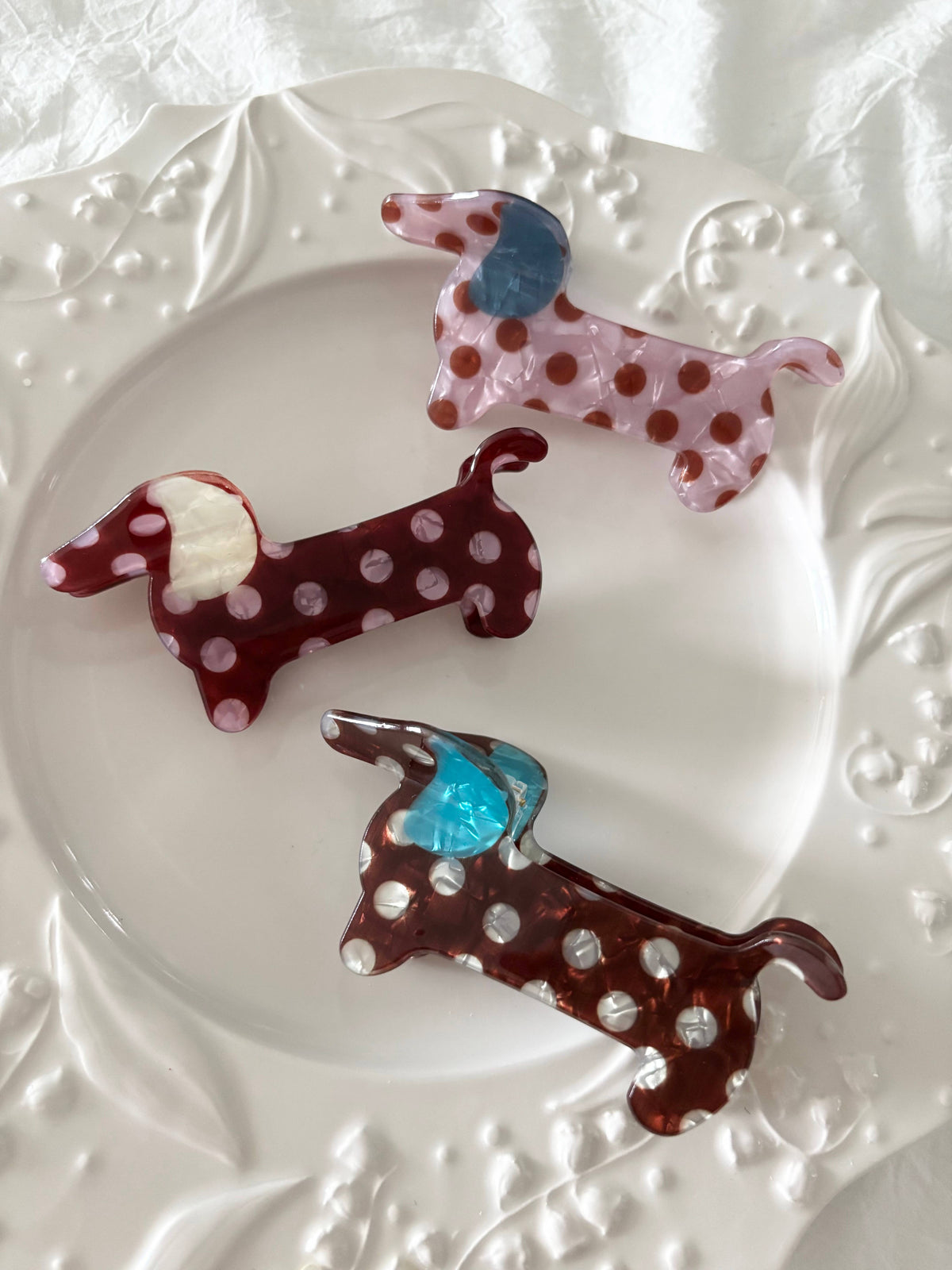 Polka Dot Dog Dachsund Clip