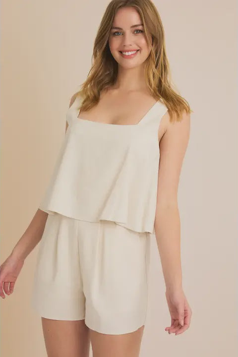 Square Neck Sleeveless Romper