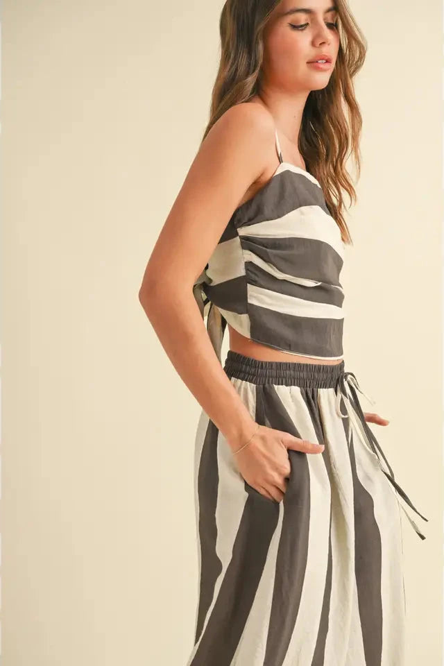 Wide Stripe Tie-Back Tank