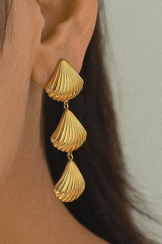 Lydie 18K Gold Non-Tarnish Layered Shell Drop Earring