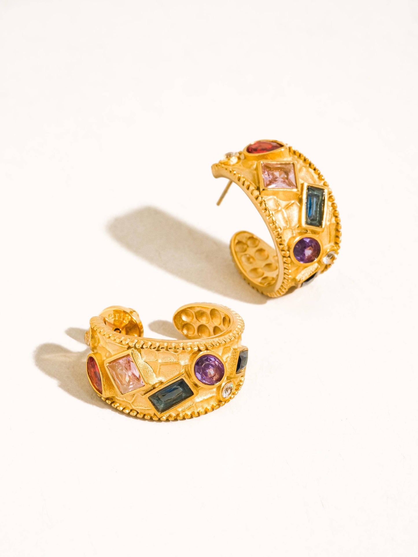 Delmare Gemstone Hoop Earrings
