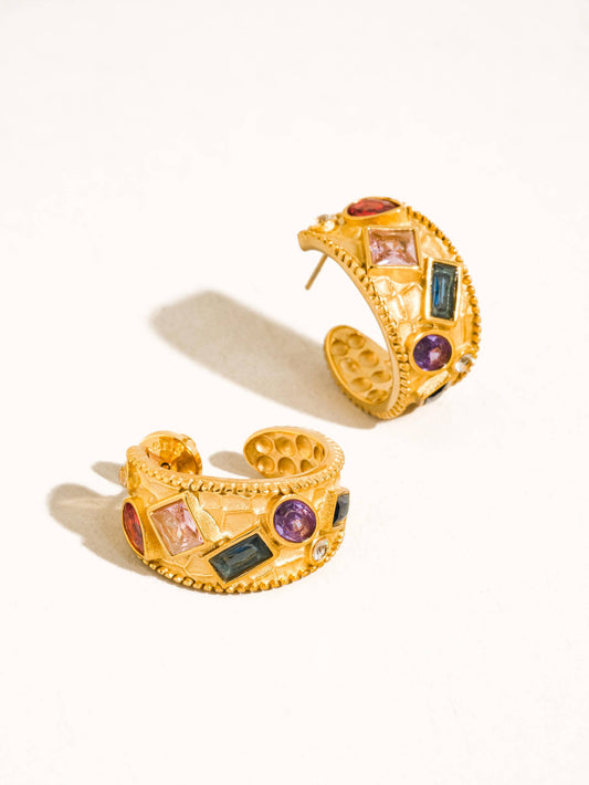 Delmare Gemstone Hoop Earrings