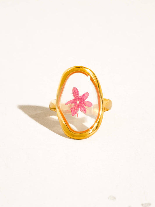 Flint Pink Floral Statement Ring