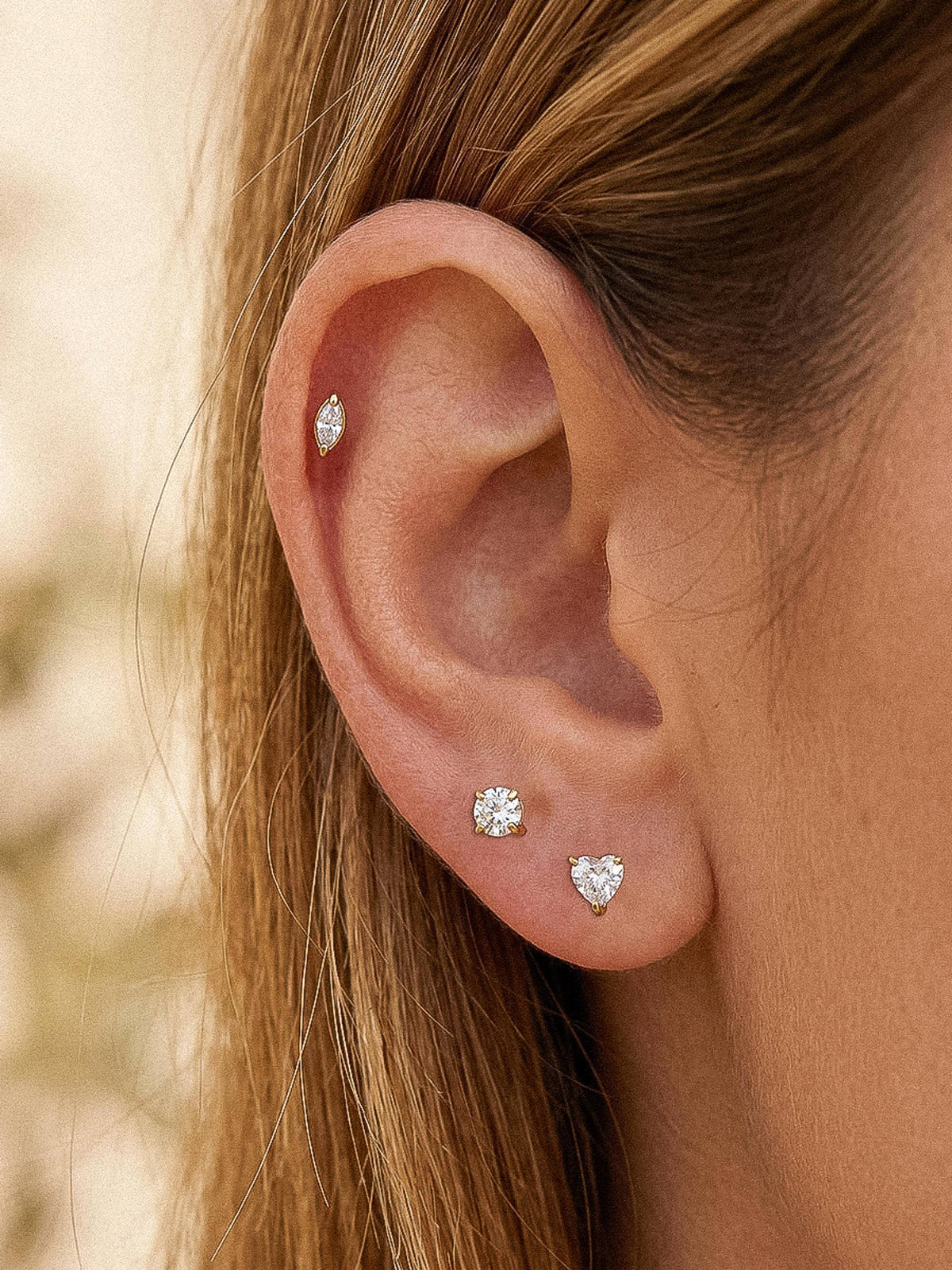 Idylle Trio Shape CZ Stud Earrings Set