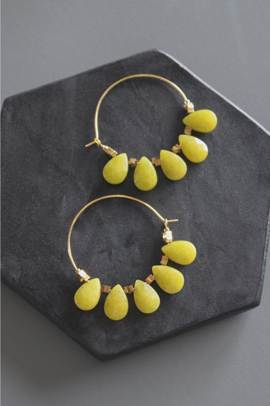 Dyed Olive Jade Hoops