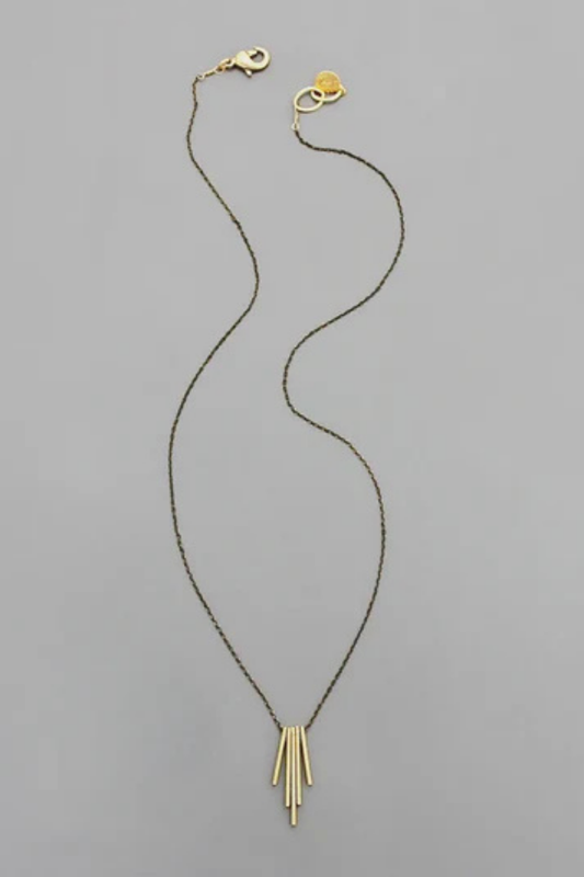 Brass Mini Bar  Charm Necklace