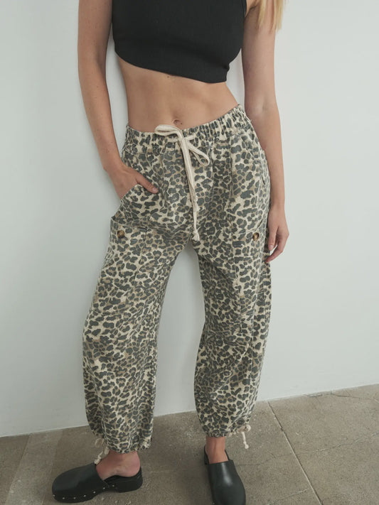 Leopard Print Pull-On Pants