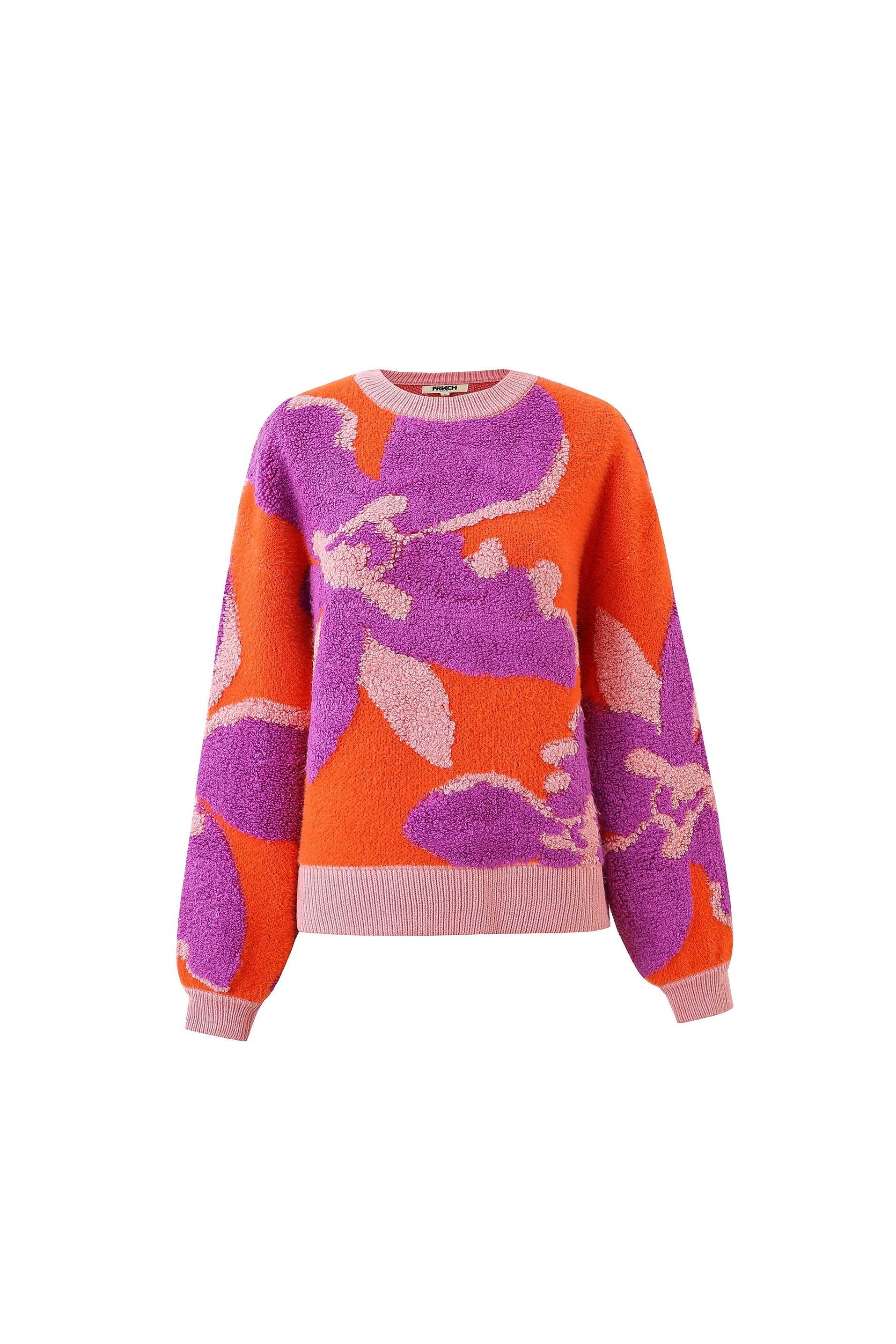 Colorful sweater with abstract pattern on a white background