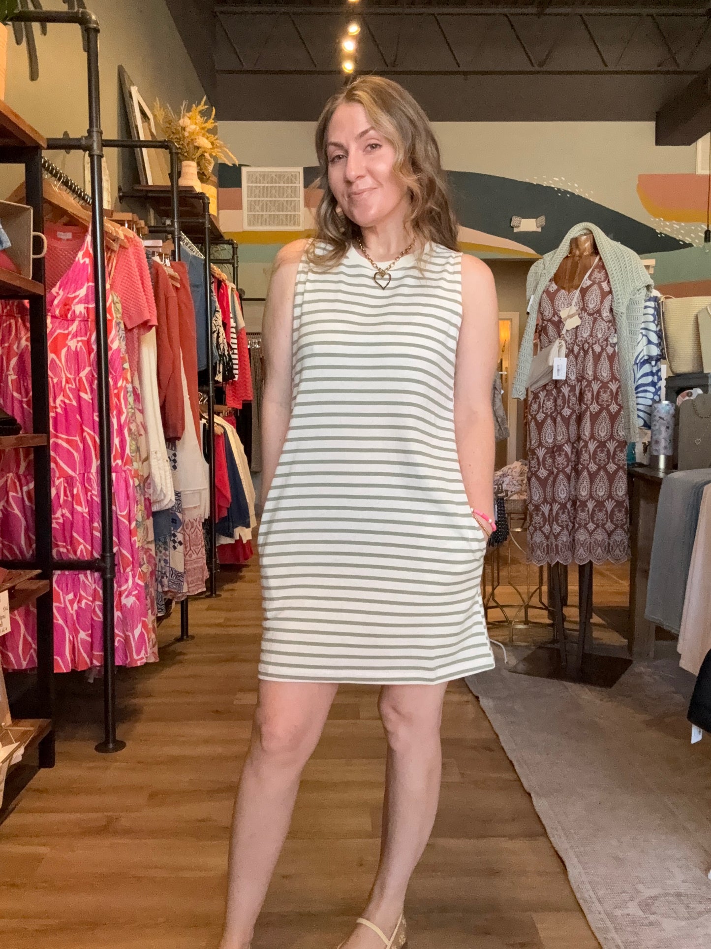 Striped Sleeveless Mini Dress