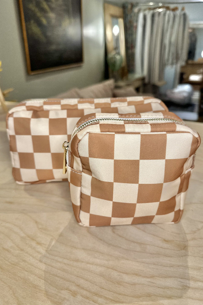 Mini Checkered Cosmetic Bag