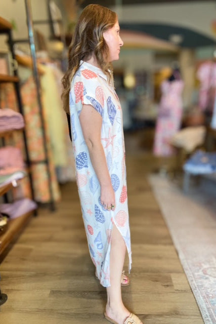 Seashells Duster Shirt Dress