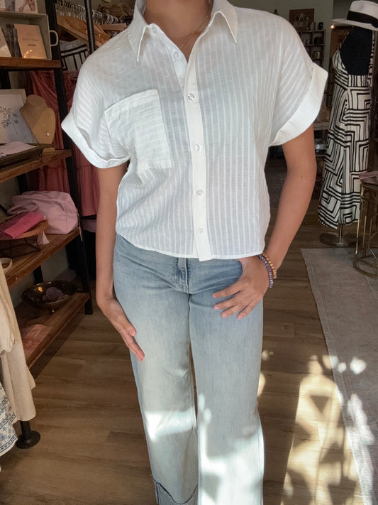 Textured Cotton Button Down