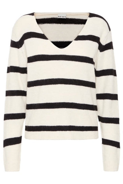 Black and white striped sweater on a white background