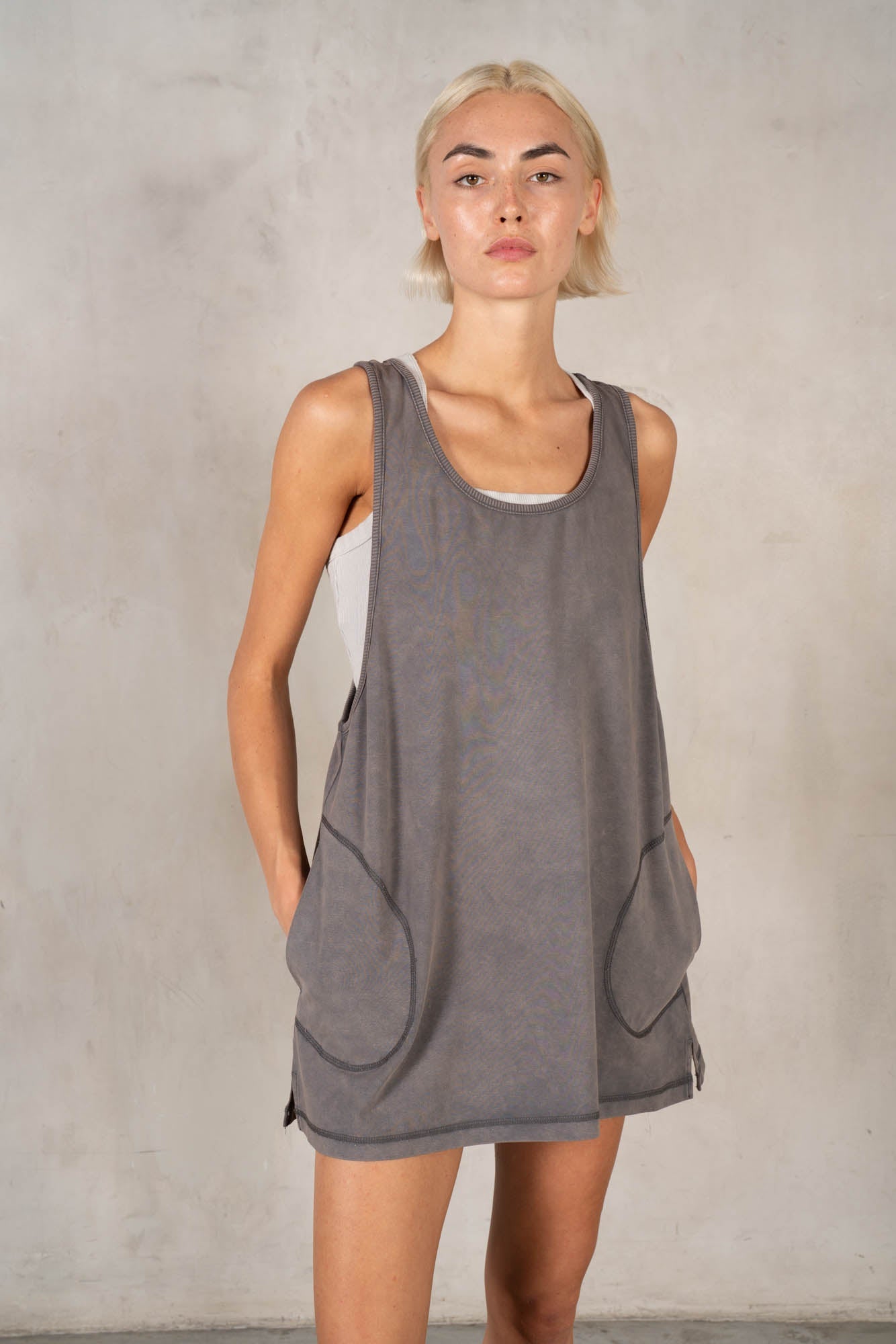 Racer Back Tunic Tank - Charcoal