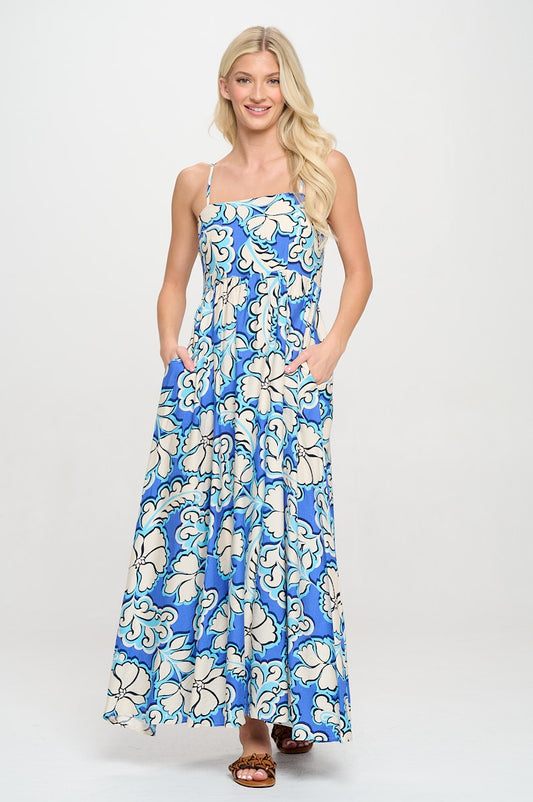 Azure Bloom Maxi Dress