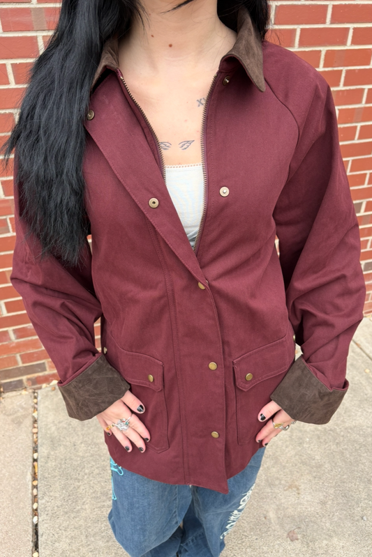 Contrast Collar Barn Coat