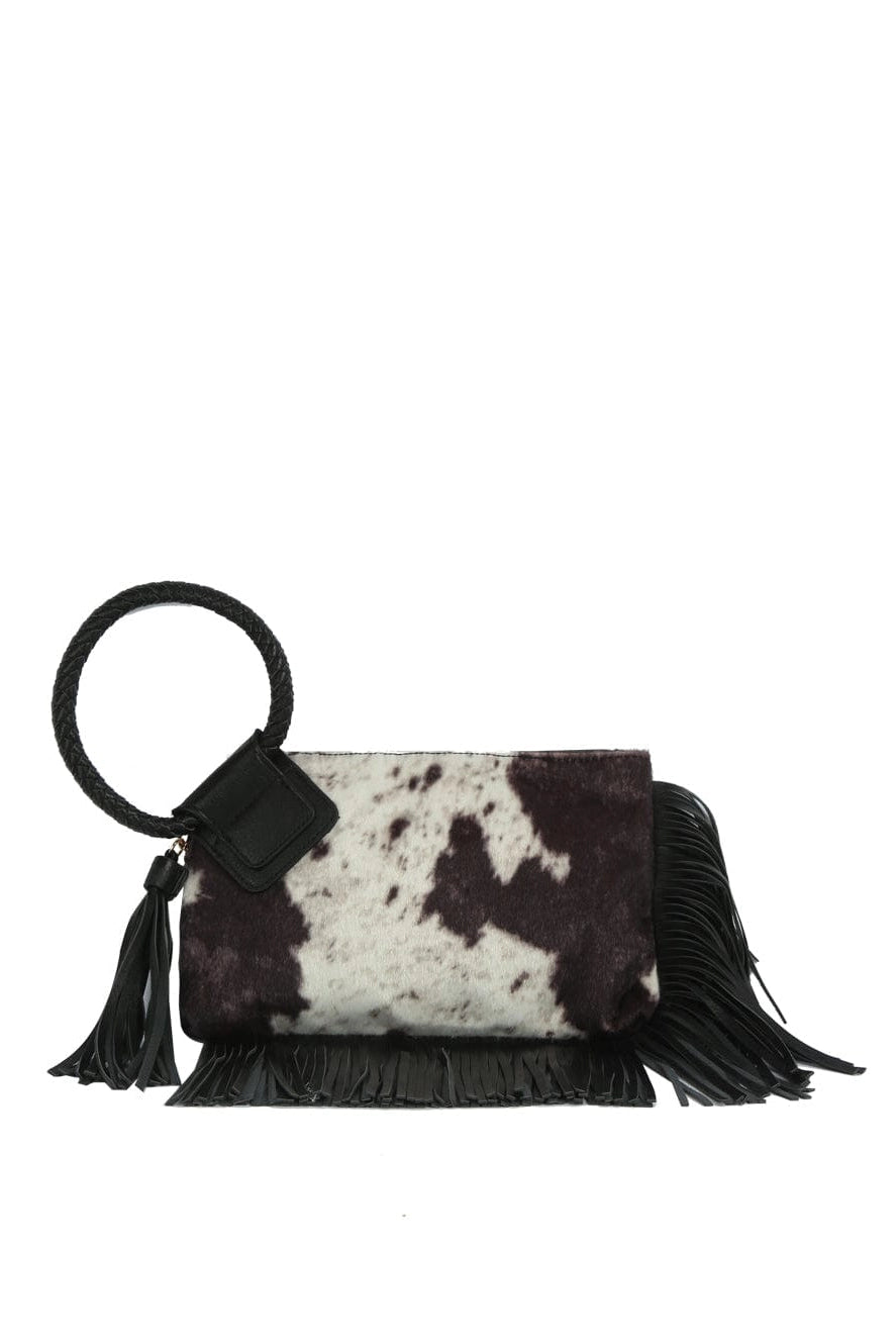 Faux Suede Cow Wristlet