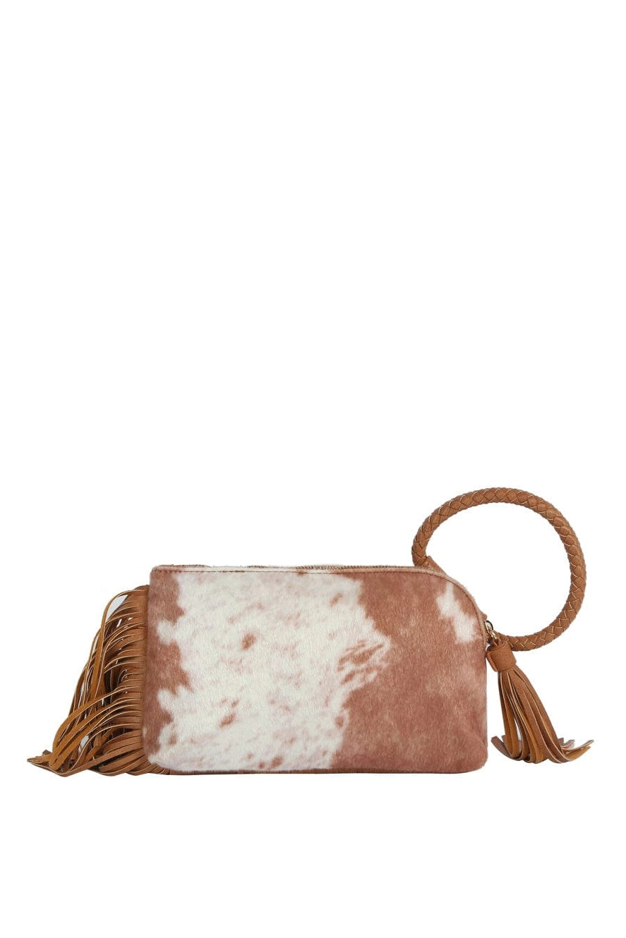 Faux Suede Cow Wristlet