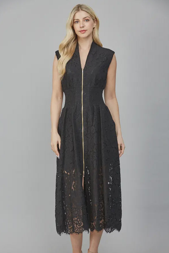 Zip-Front Lace Dress