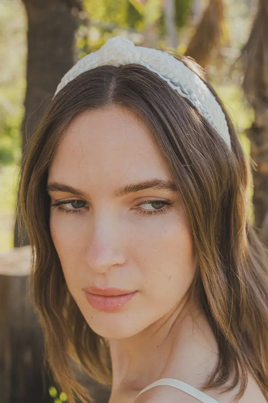 Embroidered Floral Vine Knot Headband
