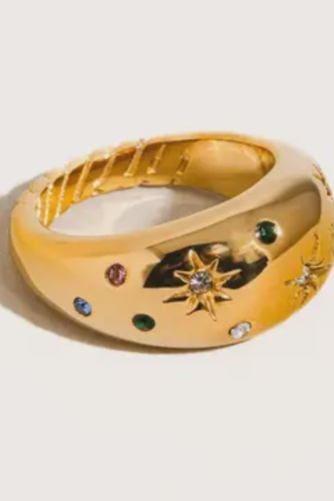 Angela 18K Gold Non-Tarnish Star Dome Ring