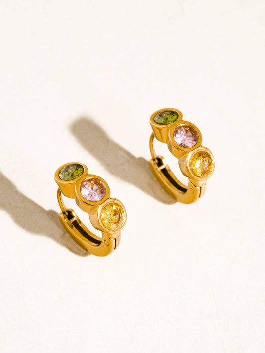 Azelia Colorful CZ Hoop Earrings