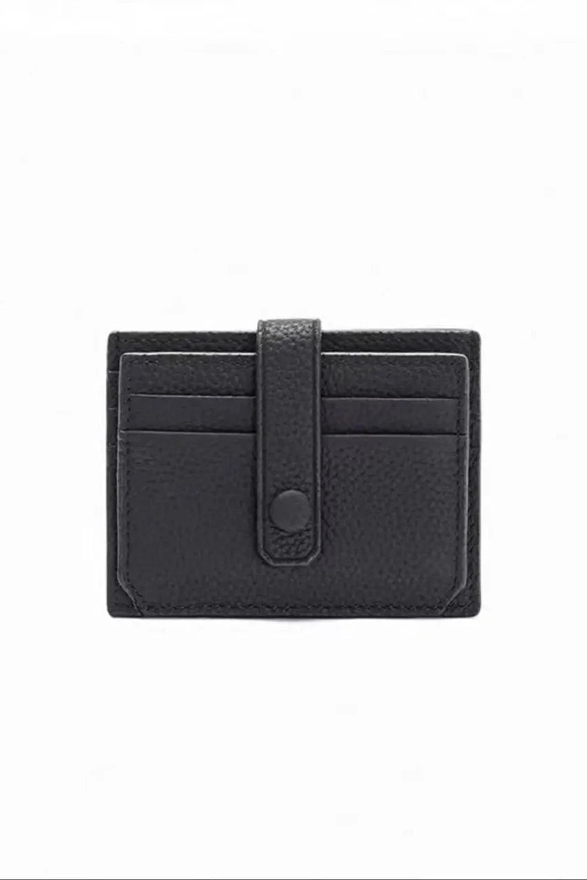 Black leather cardholder on a white background