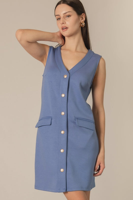 Sleeveless Tuxedo Vest Dress