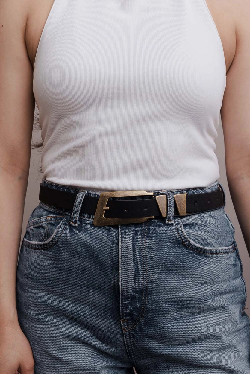 Rectangle Faux Leather Belt