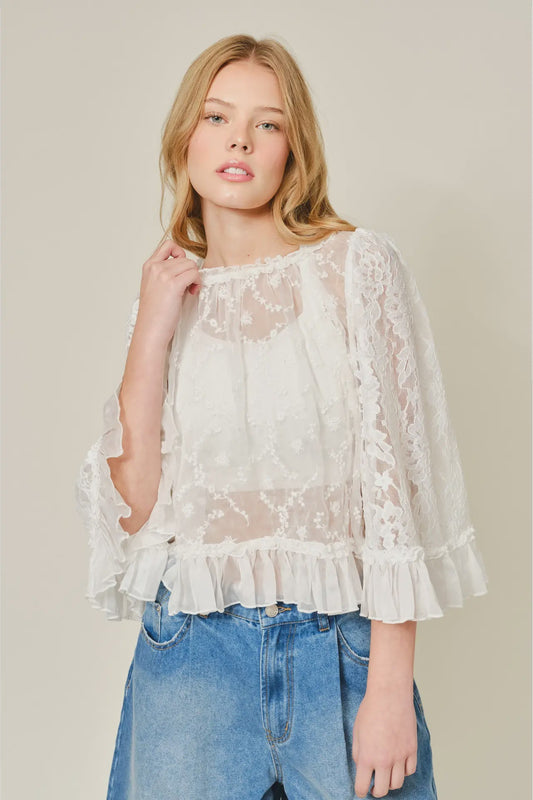 Boho Lace Cape Blouse