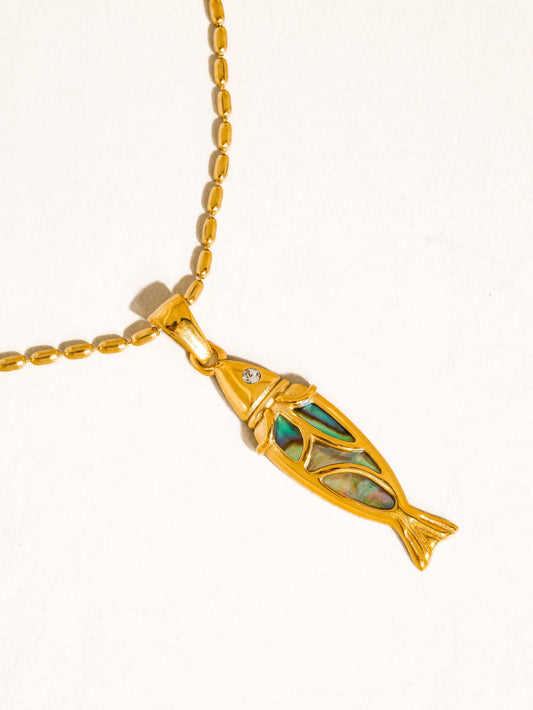 Dolphina Abalone Fish Necklace