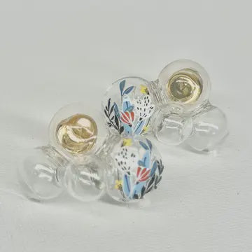 Glass Bubble Earrings- Spotted Orchid