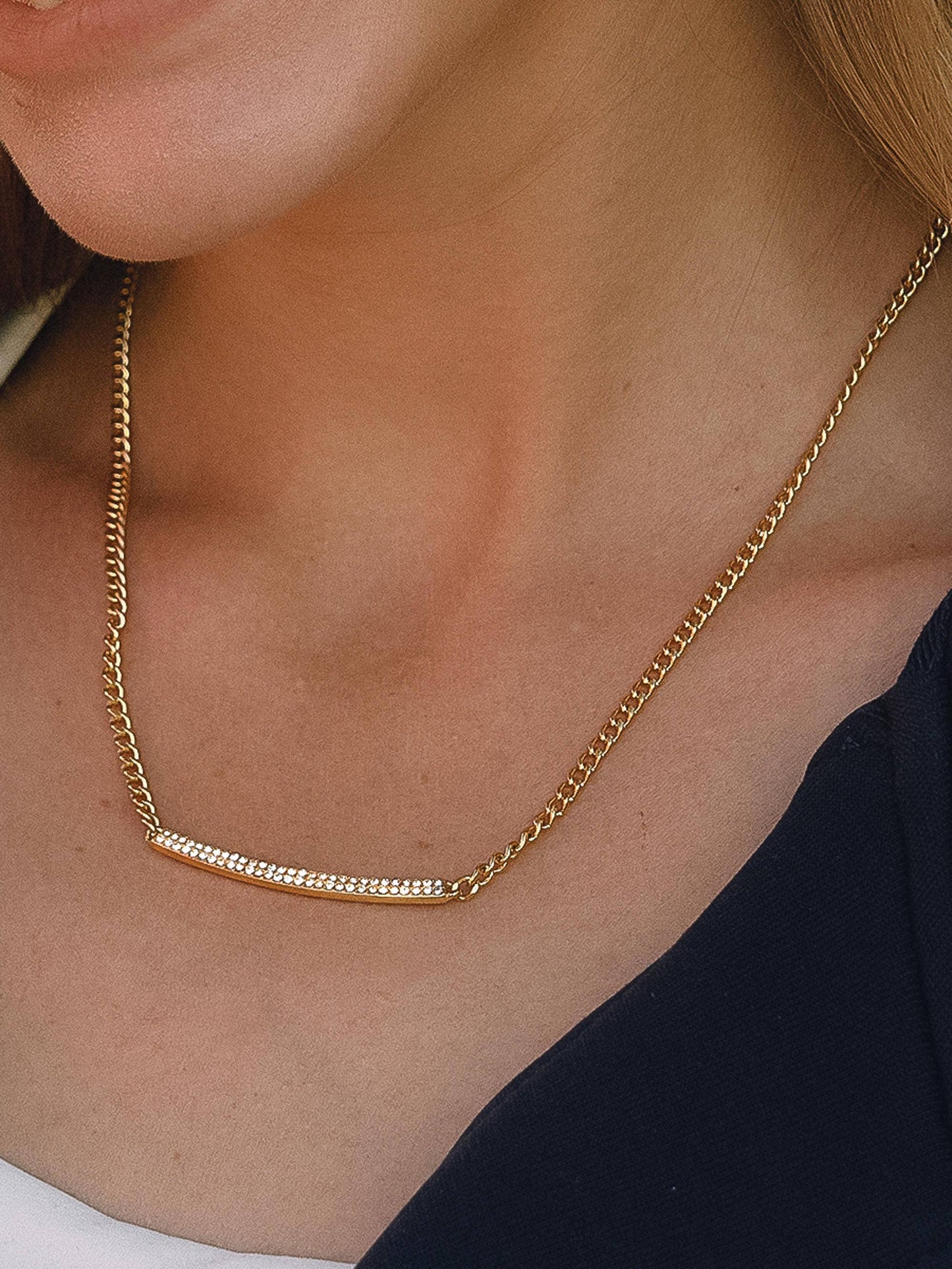 Pellerine CZ Bar Chain Necklace