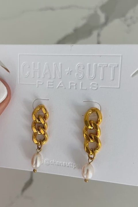 Chain + Pearl Earrings