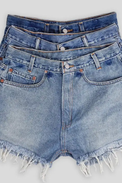High-Rise Upcycled Denim Shorts
