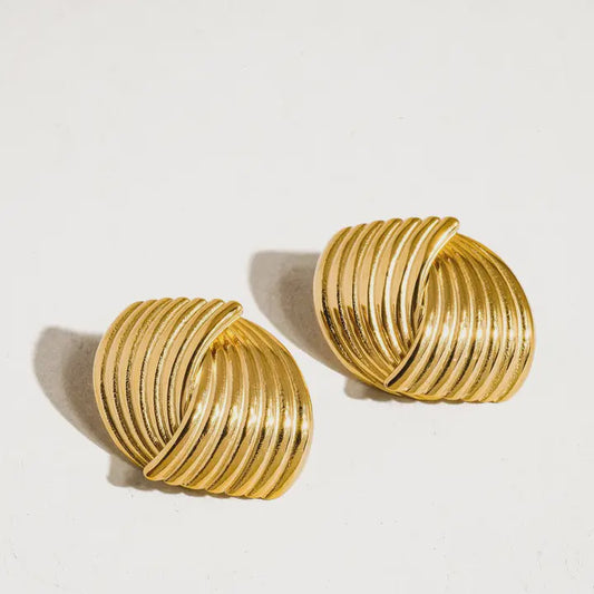 Athens 18K Non-Tarnish Wavy Studs