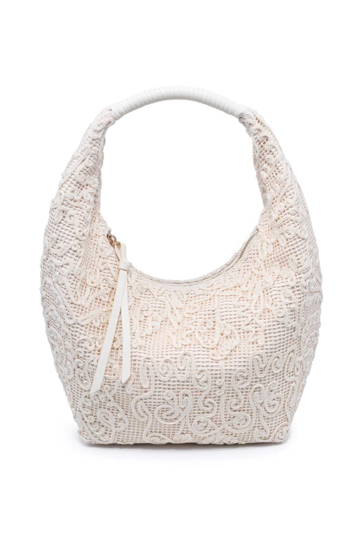 White textured handbag on a white background