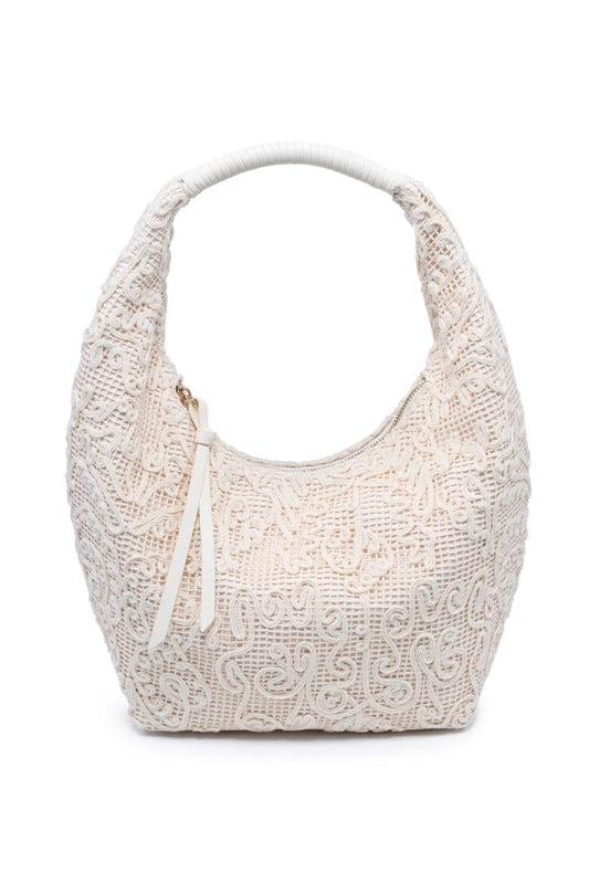 White textured handbag on a white background