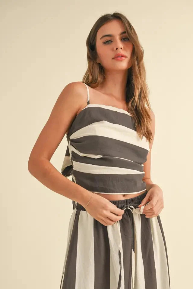Wide Stripe Tie-Back Tank