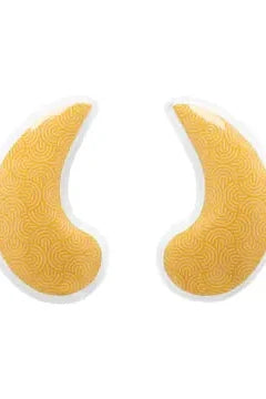 Pair of yellow crescent-shaped earrings on a white background