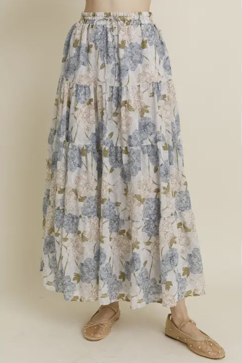 Blue Peony Maxi Skirt