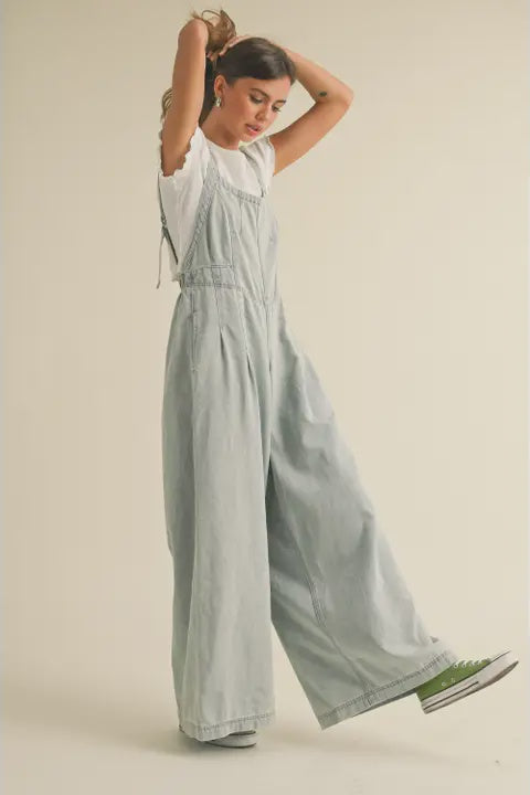 Sofia Wide Leg Denim Jumpsuit