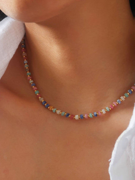 Lyric 18K Gold Non-Tarnish Faceted Bead Boho Necklace