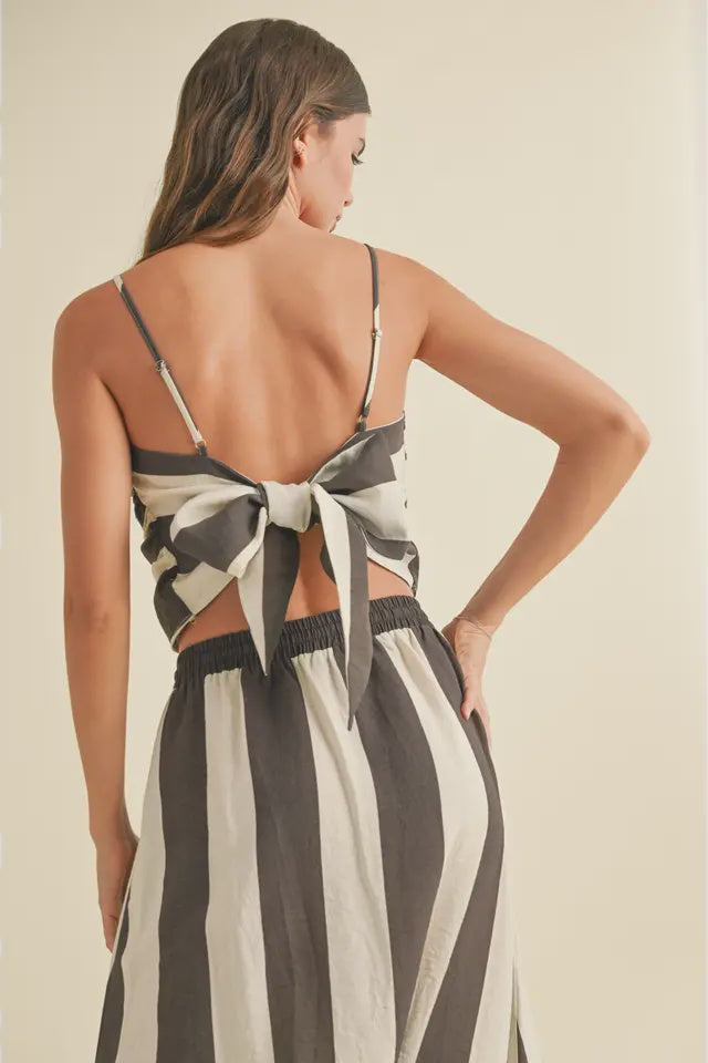 Wide Stripe Tie-Back Tank