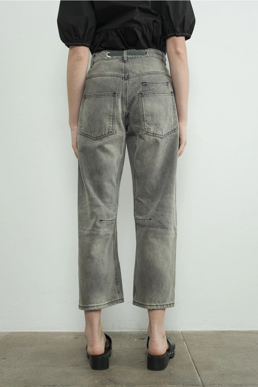 Drawstring Barrel Denim Pants