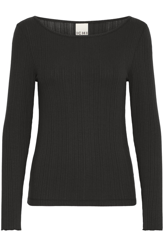 Black long-sleeve top on a white background