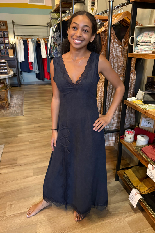Lace Insert Midi Dress
