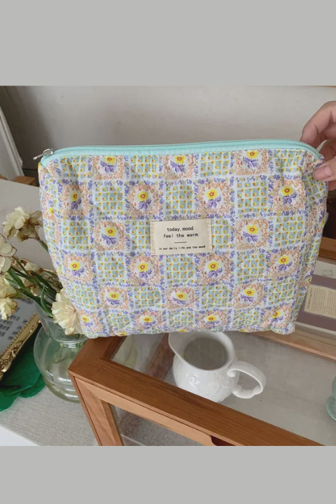 Quilt Print Cosmetic Bag
