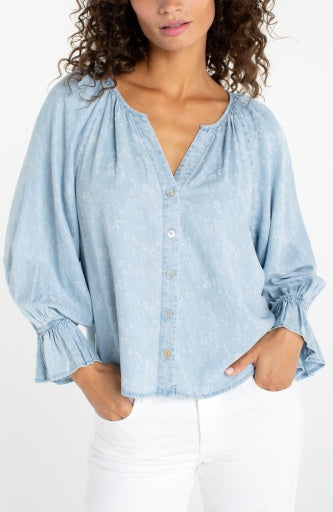 Quarter Sleeve Denim Blouse